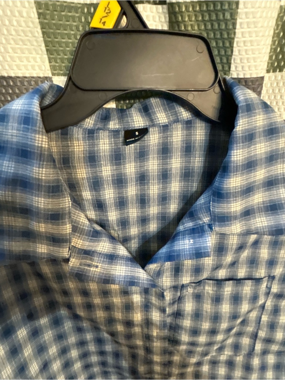 Men's Blue Plaid Button-Up Shirt - Small